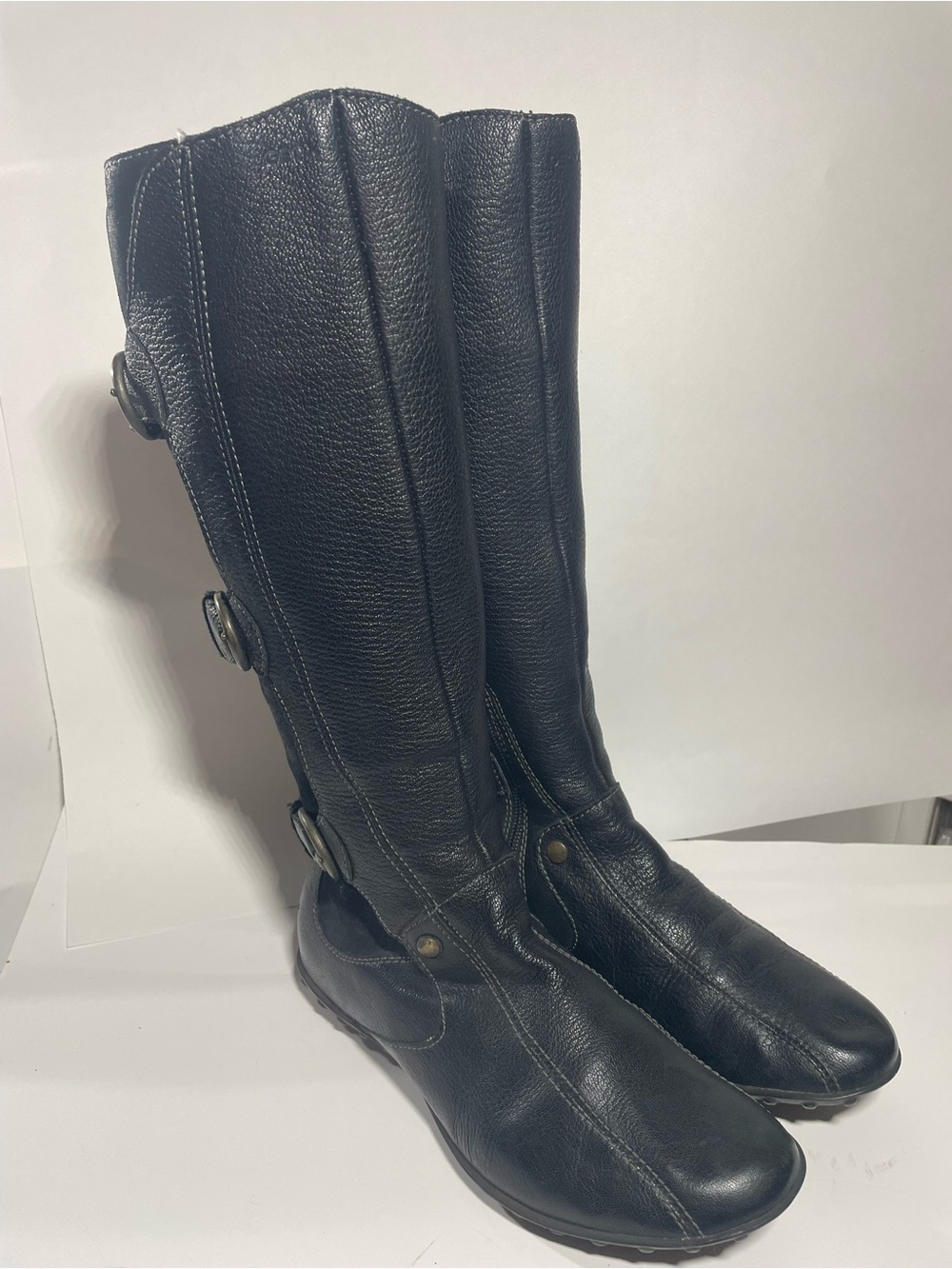 GEOX BLK LEATHER/SUEDE KNEE HIGH ZIPPER BOOT  WOMENS SIZE 8 MEDIUM